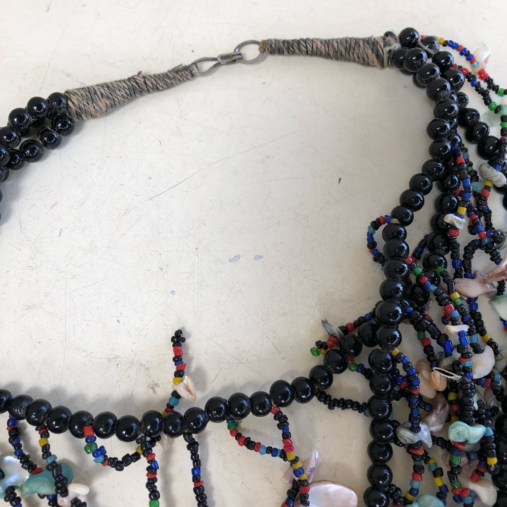 Boho Dangle Multi Stands Beaded Shell Necklace - image 4